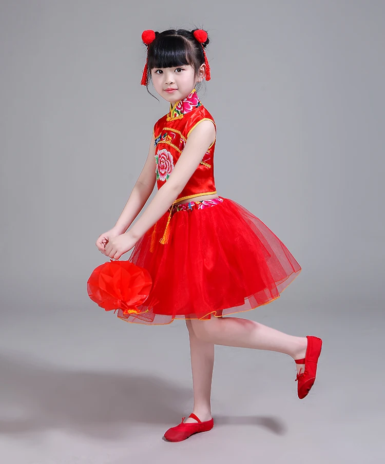 Yangko танцевальный костюм Qipao платье повседневные носовые платки танцевальное