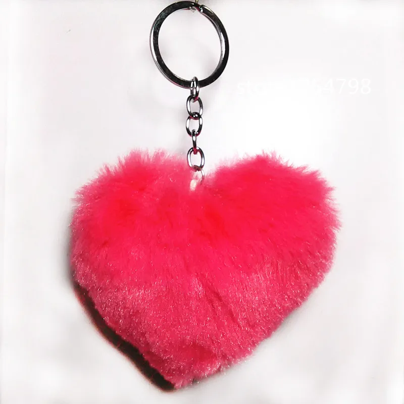 Брелок для ключей яркий брелок с подвеской из искусственного меха в форме сердца