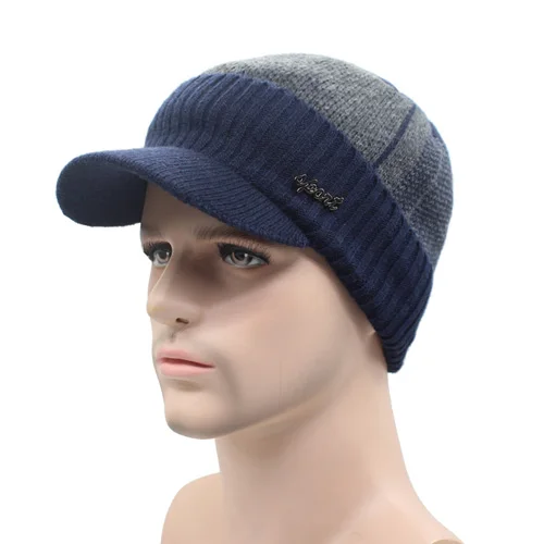 navy gray AETRUE зимние шапки Скалли зимняя шапка бини для мужчин женский шерстяной шарф головные уборы, Балаклава маска вязаная шапка вязаная - Цвет: navy gray
