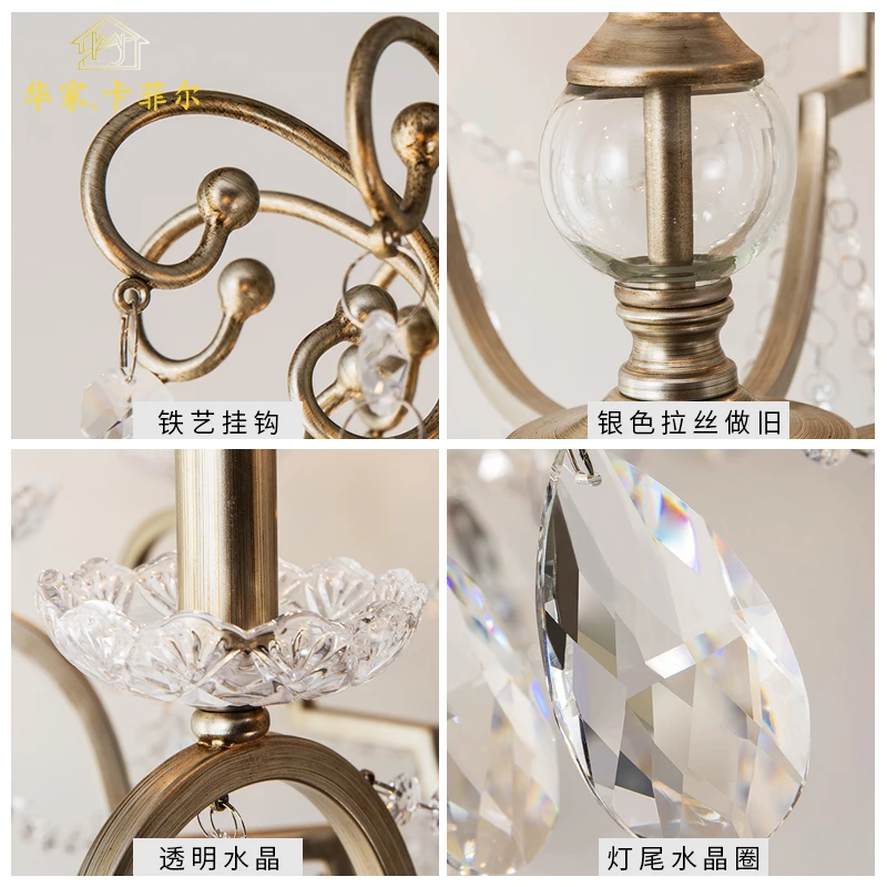 Ресторан Кристальные капли светодиодные люстры хрустальные для столовой Ретро