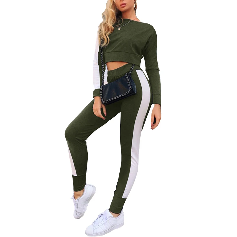 Армейский зеленый комплект из двух предметов спортивный костюм для женщин Новая