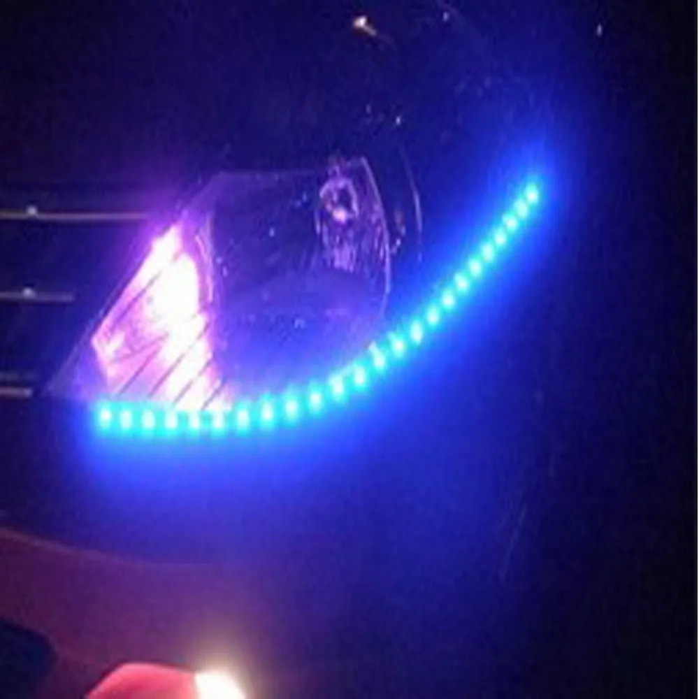 YSY 100pcs/lot 45CM 1210 SMD 45 LED 12V DRL Universal Car Flexible Eyebrow Strip Light Lamp Bar |