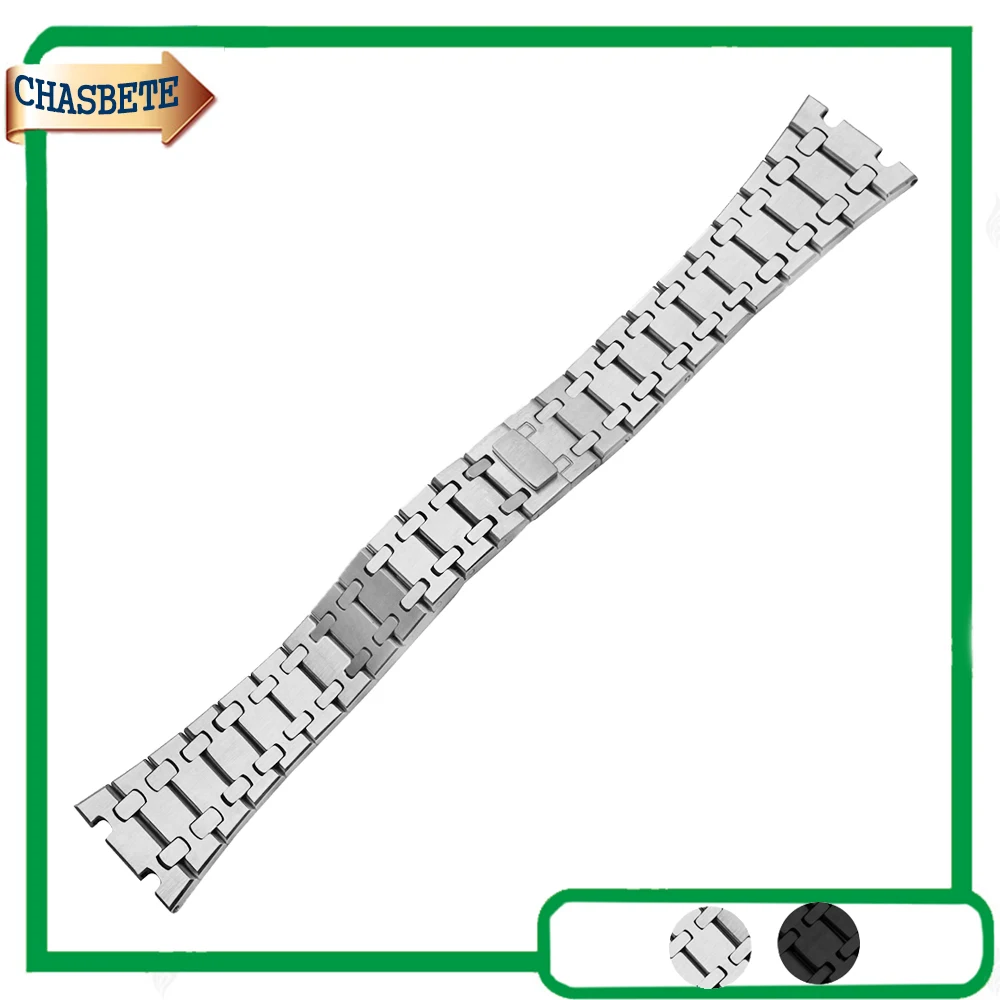 Stainless Steel Watch Band For AP Watchband 23mm Men Women Butterfly Clasp Metal Strap Belt Wrist Loop Bracelet Silver