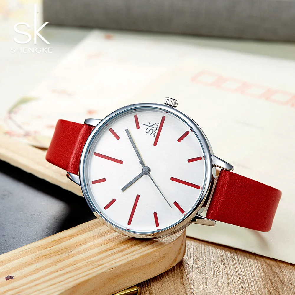 Shengke женские деловые часы Sk с кожаным ремешком наручные Relogio Feminino для девушек