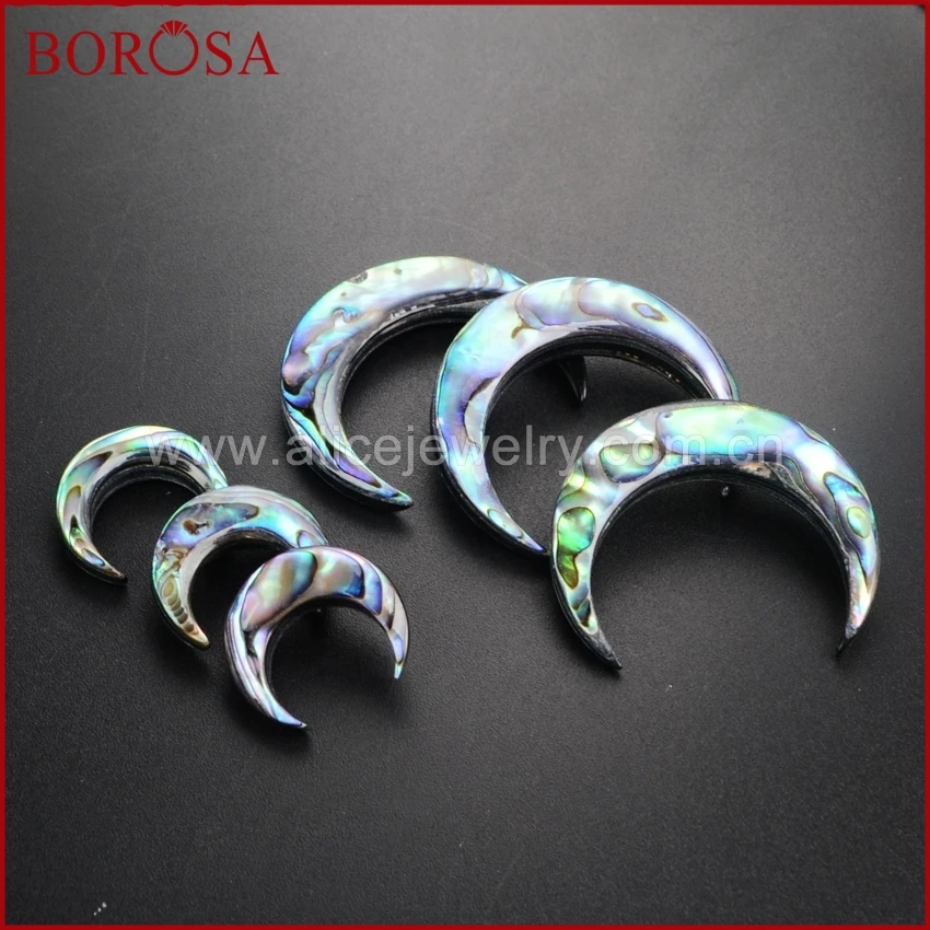 BOROSA 5 шт. Druzy ювелирные изделия оптовая продажа ракушка Abalone полумесяц бисер кулон