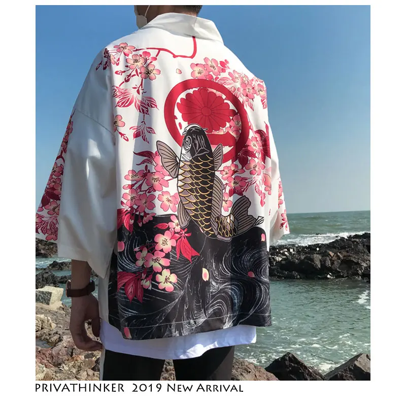 Privathinker мужская куртка кимоно с принтом уличная 2019 Мужская Солнцезащитная одежда