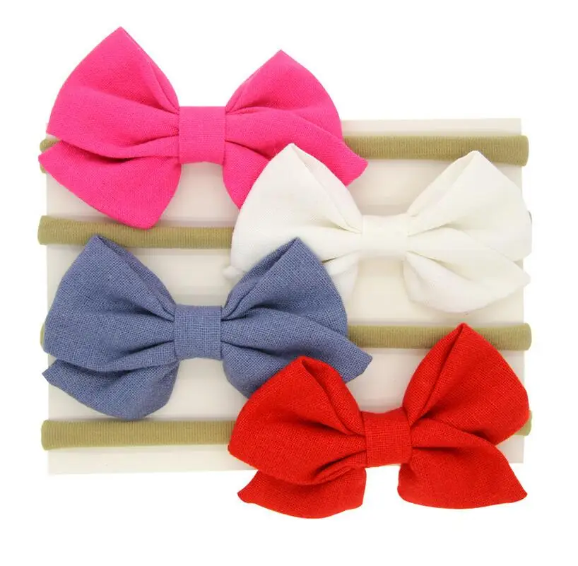 

24Pcs/Lot,4"Inch Boutique Dot Hair Bow,Thin Nylon Baby Hairbands,Knot Bow Girls Headbands,Kids Hairtie Accessories