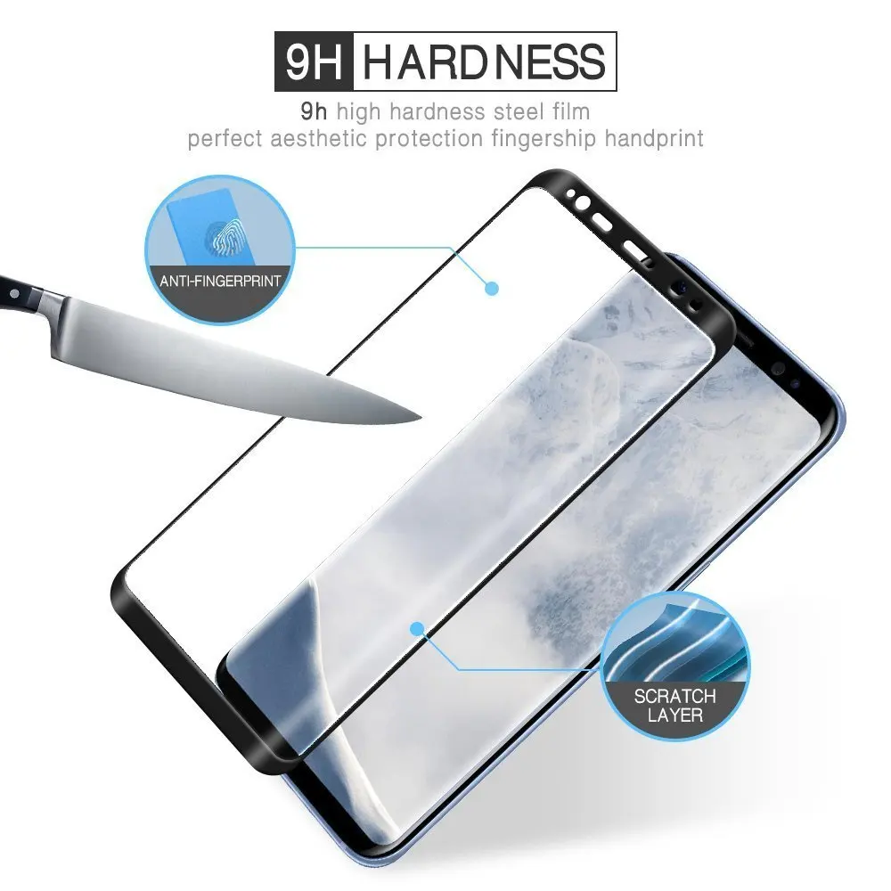 3D полное покрытие экрана стеклянная пленка для Samsung Galaxy S6 S7 Edge S8 S9 Plus + Note 8 A3 A5 A7 2017