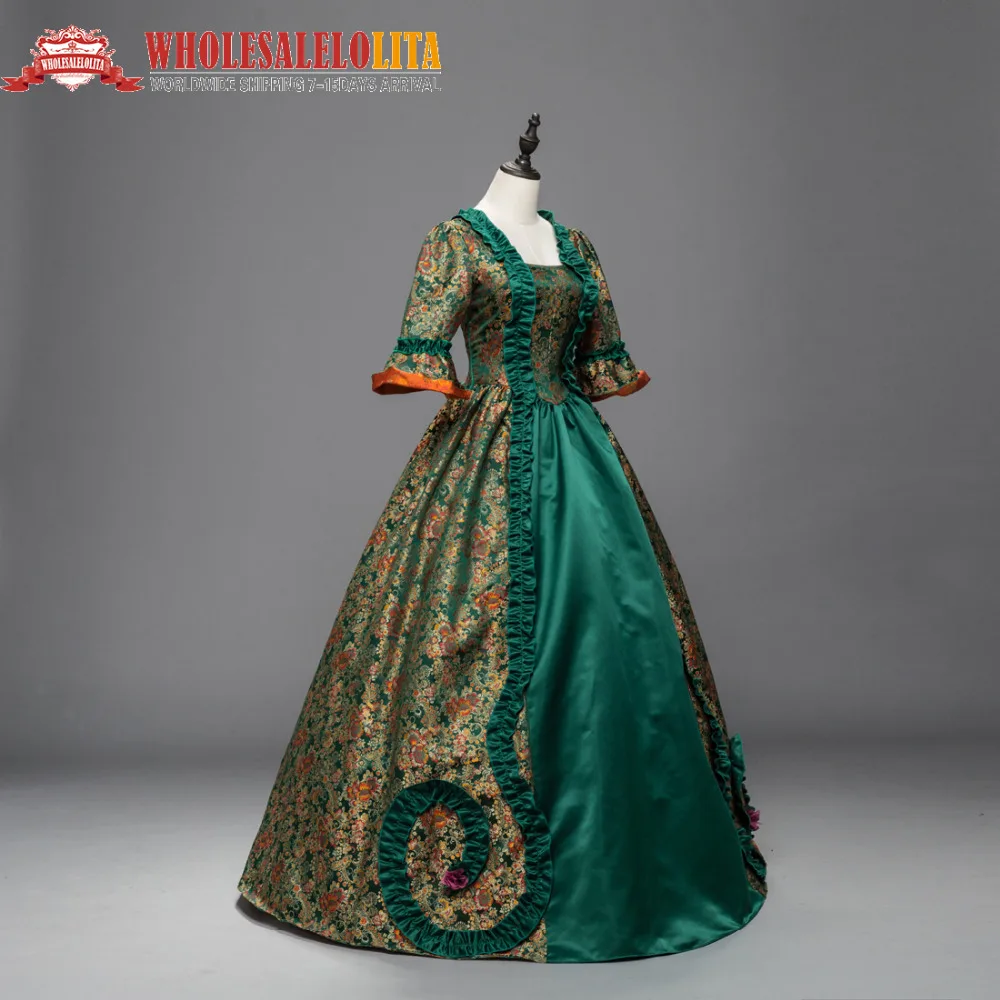 

Renaissance Georgian Dress Brocade Period Gothic Victorian Halloween Dresses