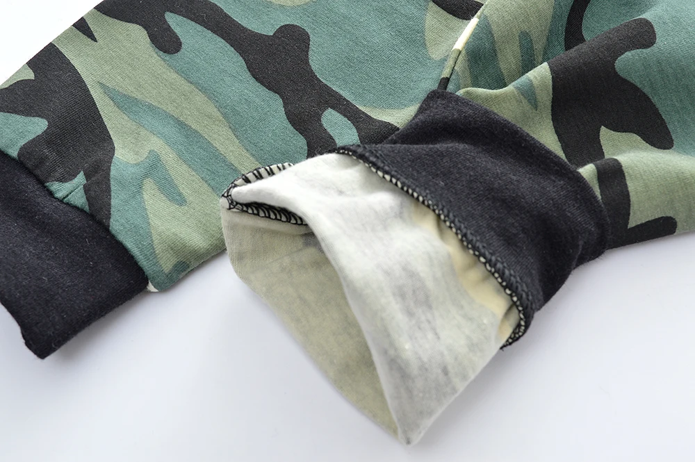 Комплект камуфляжной одежды для маленьких мальчиков хлопковые топы с капюшоном