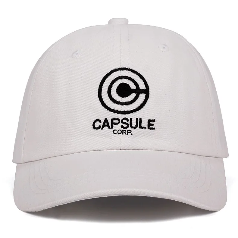 Белый Чехол Capsule Corp. Папа шляпа мяч Дракон аниме песня хлопок Бейсболка с вышивкой унисекс Бейсбол шапки Для мужчин Для женщин праздничные шляпы - Цвет: Белый