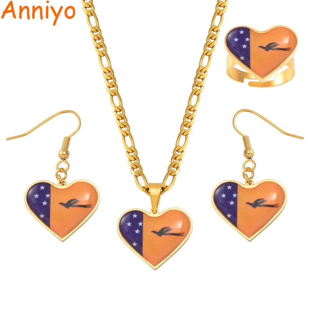 Anniyo PNG все провинции флаги ювелирные изделия Сердце золотой цвет кулон ожерелья
