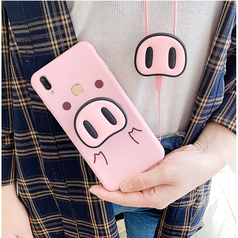 For VIVO V9 V7 Plus Y51 Y53 Y55 Y66 Y67 Y71 Y83 Y97 Case Soft SIlicone Cartoon Pig Cover for X7 X9 X20 X21 X21i X23 |