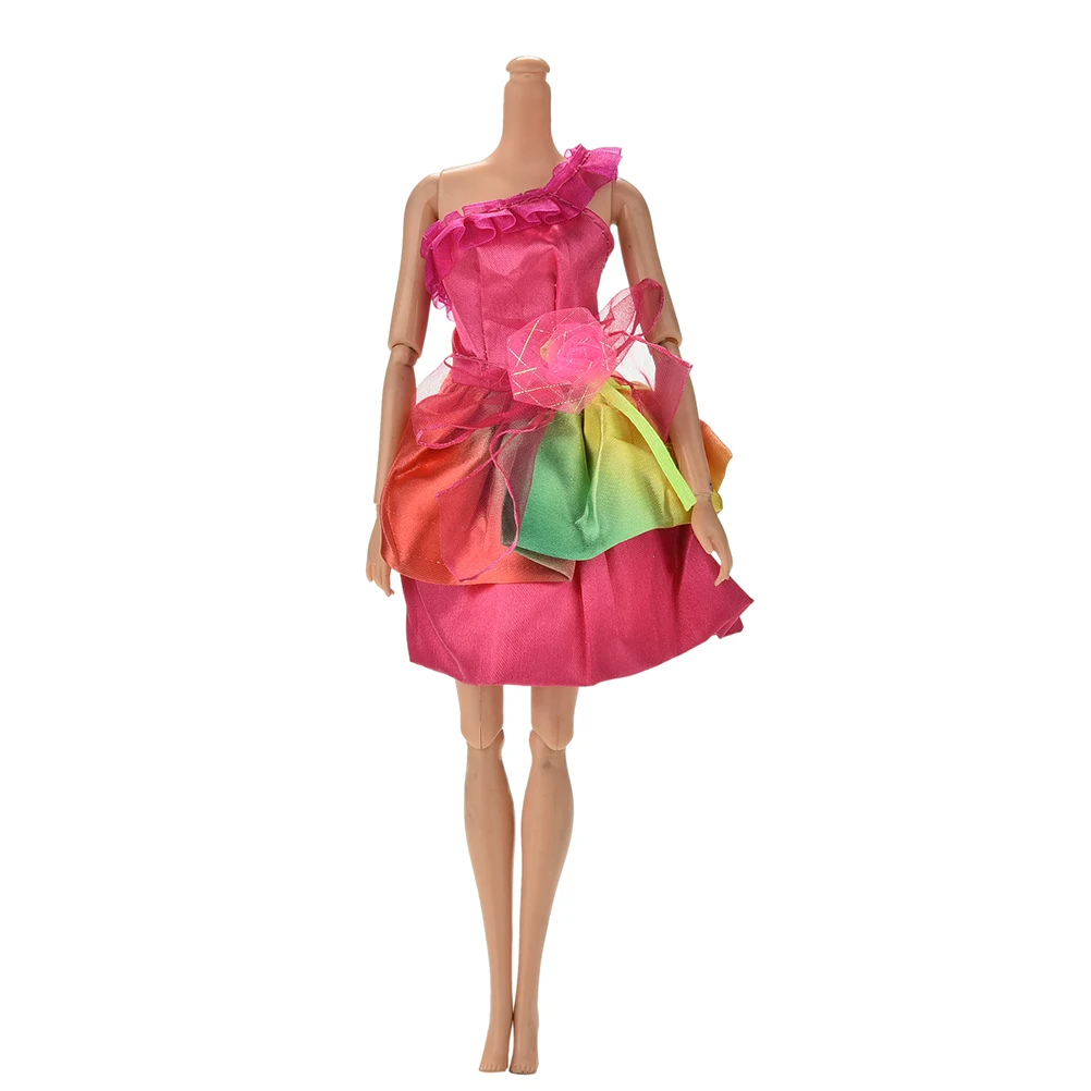 

1 шт. Новое модное Радужное платье на одно плечо с цветком розы для s для 11 "кукол аксессуары Горячая Распродажа