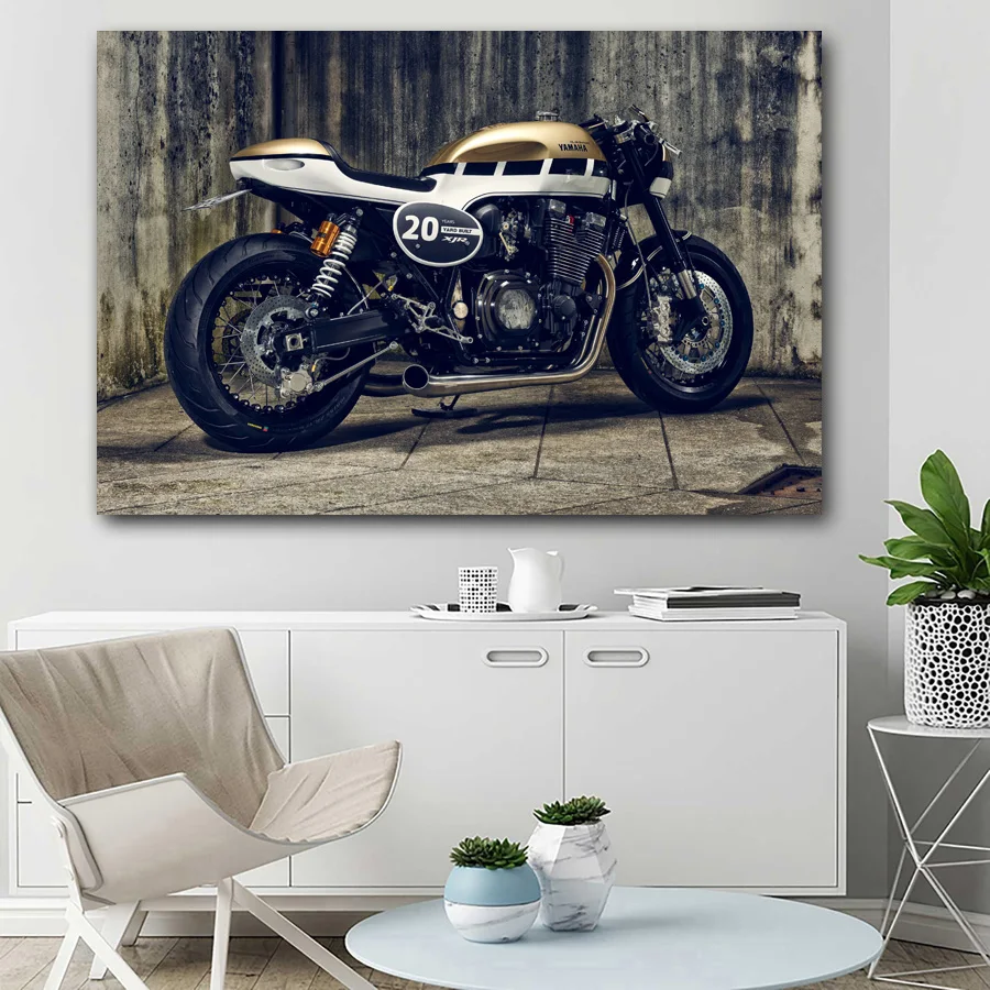 Мотоцикл Yammaha XJR1300 кафе рейсер Superbike рисунок Печатный настенный художественный