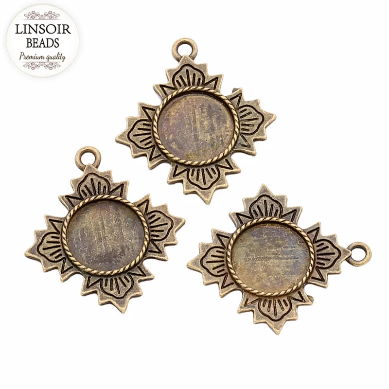 10 шт. Античная бронзовая пластина медный внутренний размер 12 мм Круглые Пустые