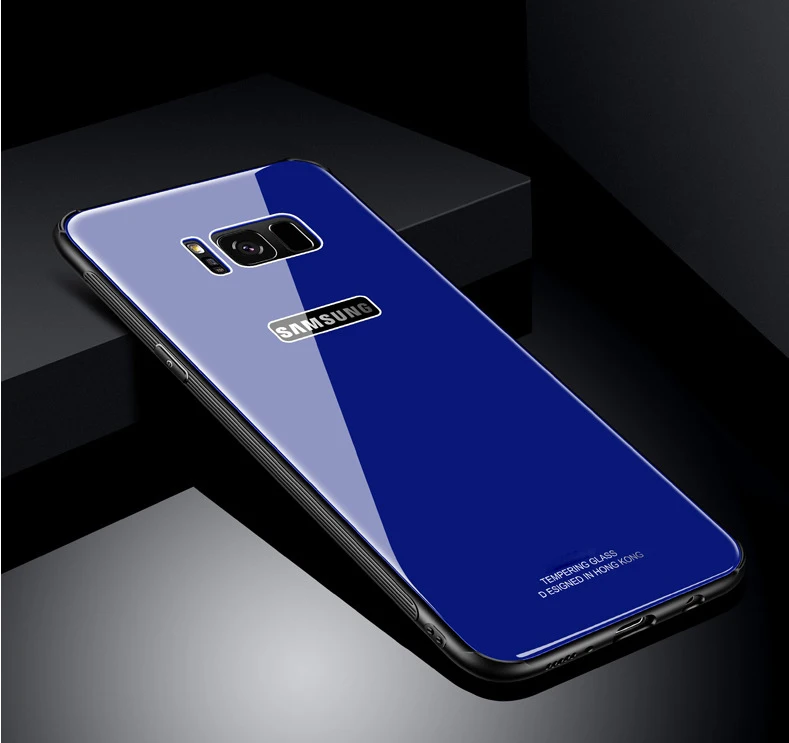 RZP чехол из закаленного стекла для samsung Galaxy S 8 9 NOTE 8, задняя крышка, Жесткий Чехол-бампер для samsung S8 S9 Plus, мягкий ТПУ чехол