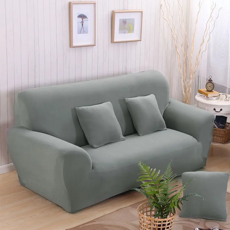 Light Grey 1/2/3-Seater современный цельно полиэфирный чехол для дивана спандекс эластичный чехол кресло крышка Гостиная протектор мебели - Цвет: Light Grey
