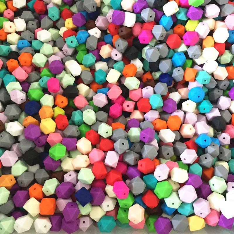 50 силиконовых бусин без бисфенола А для пищевых продуктов (18 мм геометрический