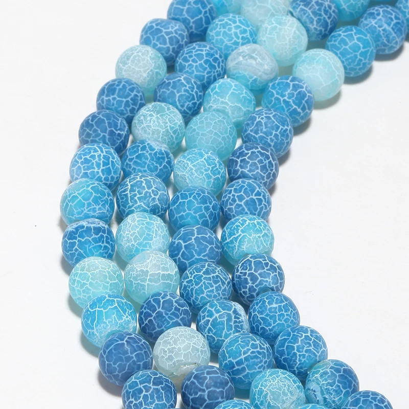 Frosted blue weathered carnelian round beads 8 mm Fashion necklace accessories Bracelet Beads for jewelry making | Украшения и