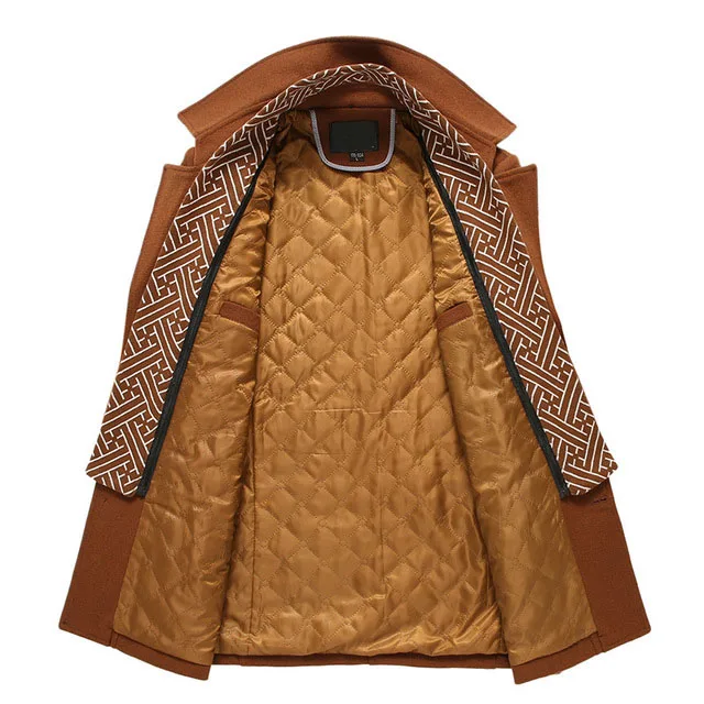New Winter Warm Wool Coat Men Casual Slim Fit Jackets Outerwear Thick high-quality men's jacket stitching casual wool coat | Мужская