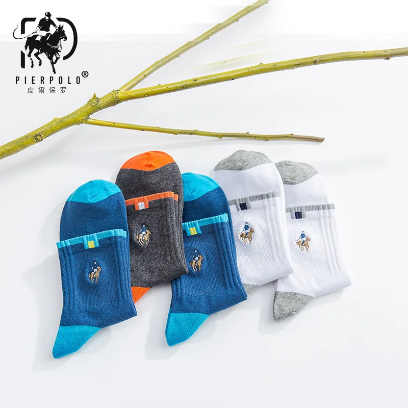 5 пар/лот мужские носки хлопковые с вышивкой повседневные Поло деловые Medias de los |