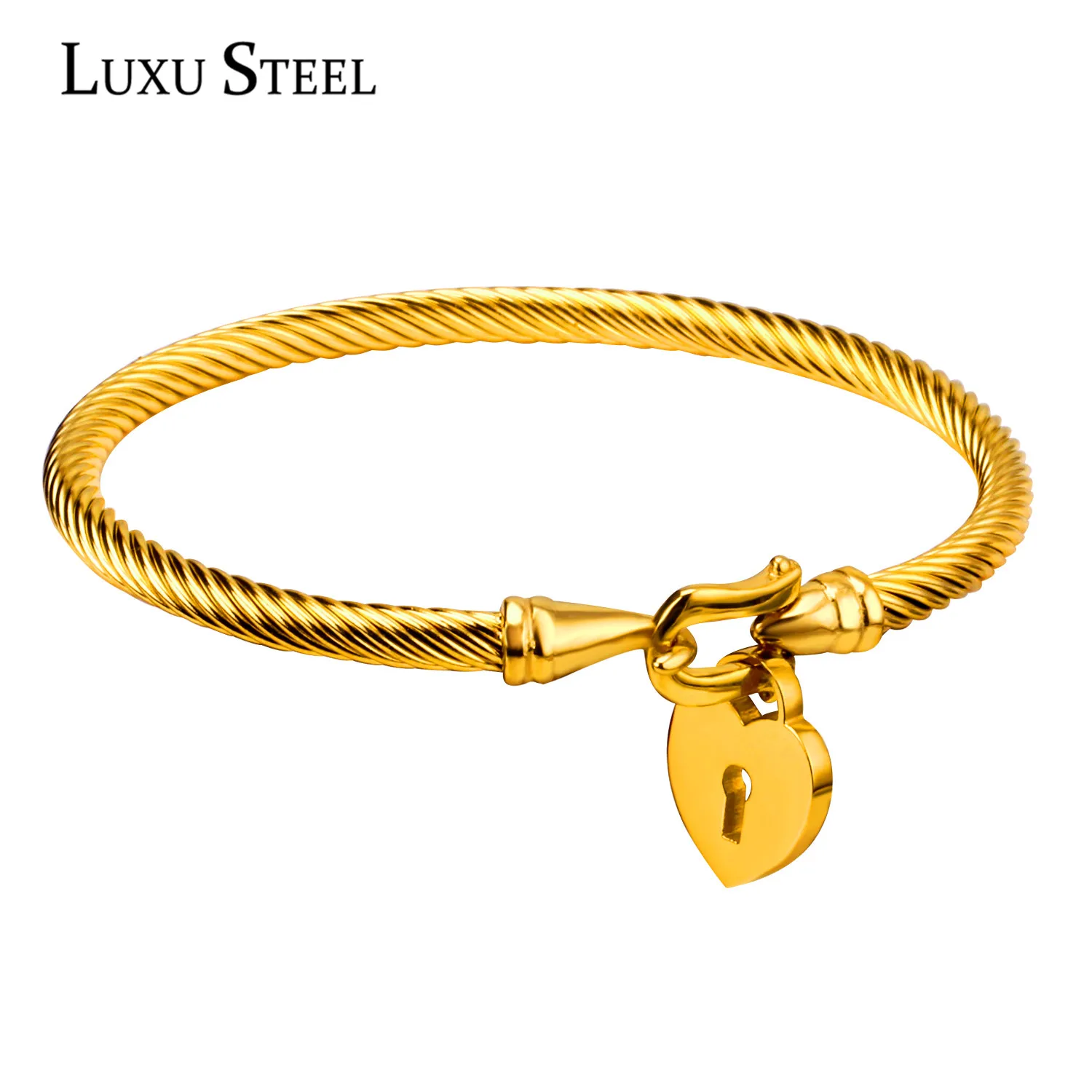 2020 новые круглые браслеты LUXUSTEEL золотого цвета стальные подвески в форме сердца