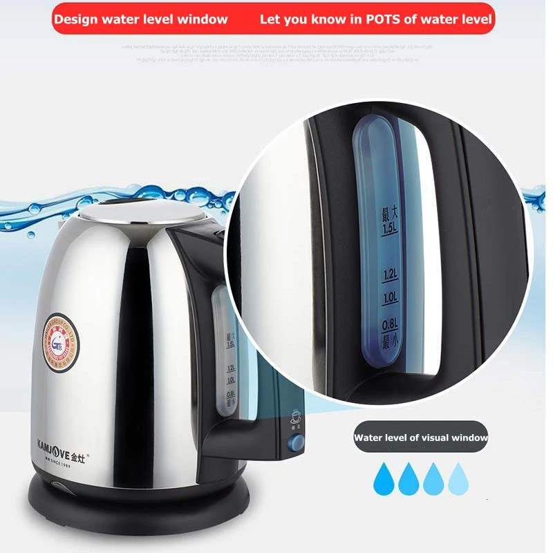 KAMJOVE нержавеющей стали Высокой мощности электрический чайник сохранение Тепла