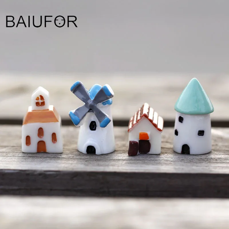 Мини хижина/замок/церковь/ветряная мельница дом мини садовое украшение