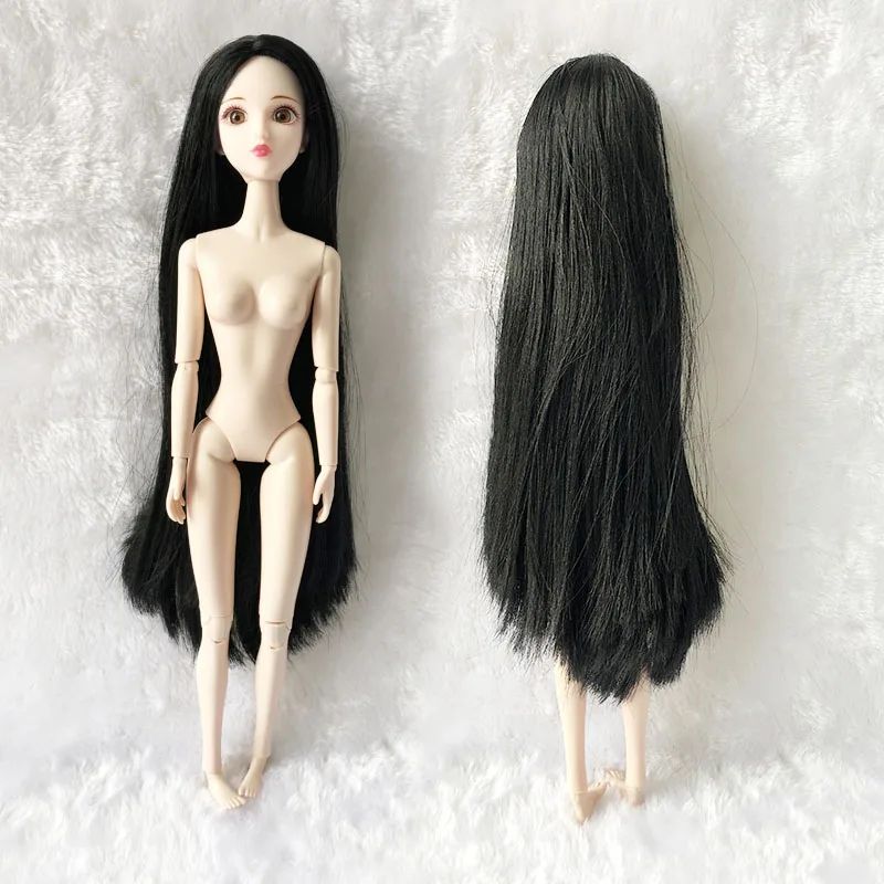 Black 1 набор, 16 шарнирных кукол, 3D, настоящие глаза, избегайте клея, голова куклы, 1/6 BJD, с волосами, кукла, аксессуары с макияжем, косплей, кукла для девочек, игрушка - Цвет: Black
