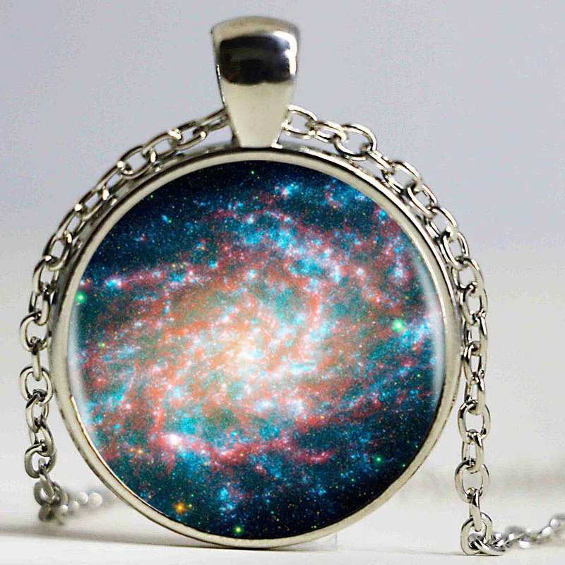 Хит продаж ожерелье с логотипом Галактики изображением туманности серебро