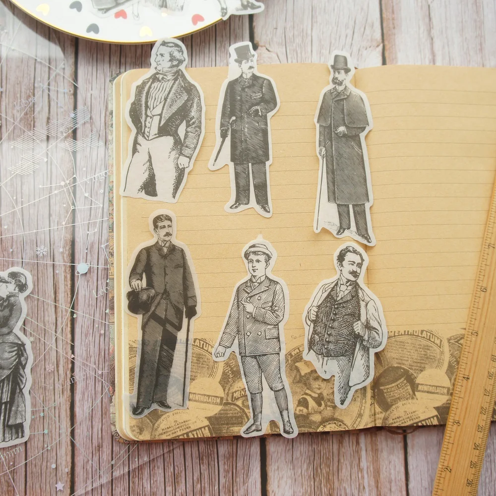45 шт Ручная Краска Викторианский стиль джентльменов и дам бумажная наклейка для скрапбукинга DIY подарочная упаковка этикетка украшение тег