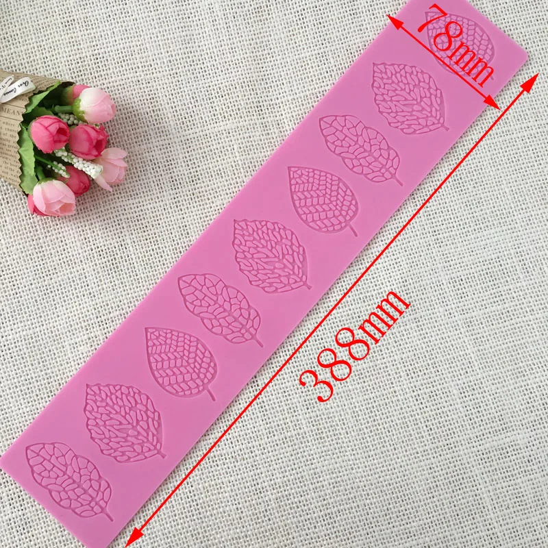 

New lace leaf shape silicone mold Fondant Cake decorated around the edges