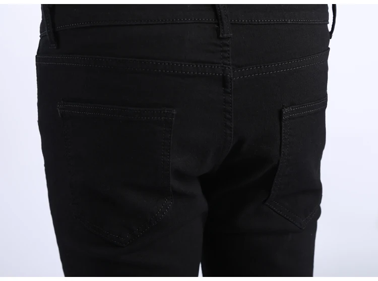 QMGOOD Black Skinny Jeans Men Knee Hole Men's Joggers Distressed Stretch Trousers Slim Fit Pants Street 2018 New | Мужская одежда