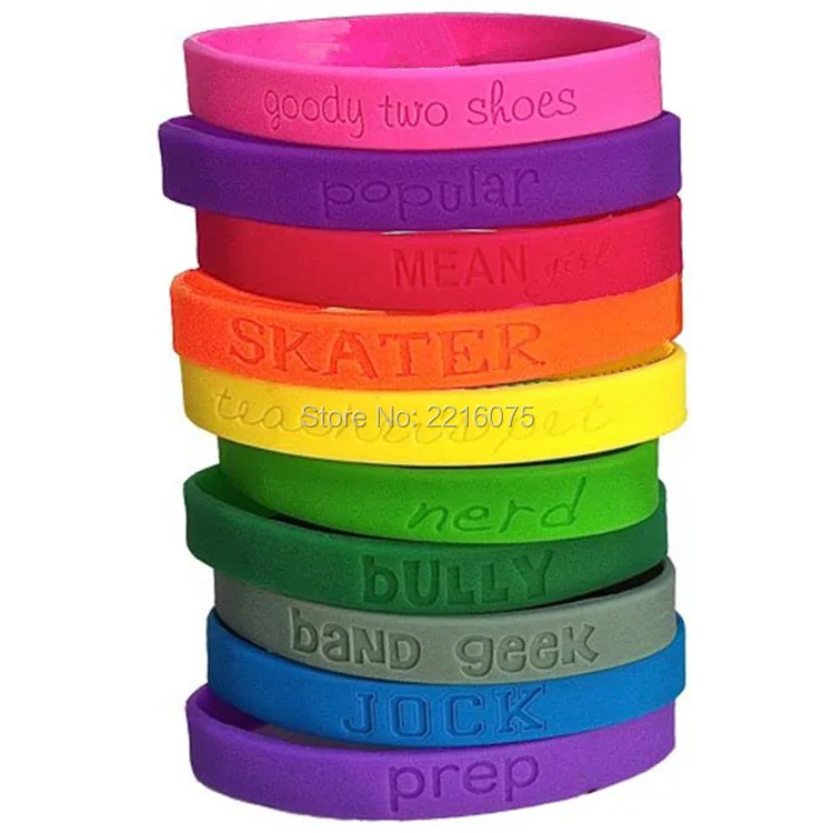 300pcs debossed Status Update Bands Cliques Pack Regular wristband silicone bracelets free shipping by DHL express | Украшения и