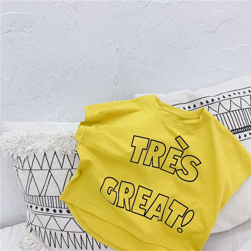 2019 New Baby Girl Children T-Shirt Short Sleeve Letter Print Girls T-shirt Cotton Tops Letters Shirts Summer Tee | Детская одежда и