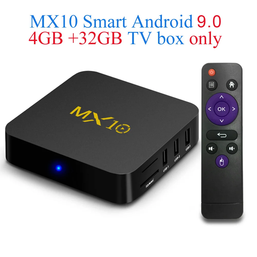 4GB RAM 32GB ROM MX10 Android 9,0 ТВ приставка Smart 4 ГБ 32 ГБ 64 Гб 17,3 4K медиаплеер RK3328 четырехъядерный 2,4G WiFi 100M LAN H.265 HDR10 приставка - Цвет: 4GB RAM 32GB ROM