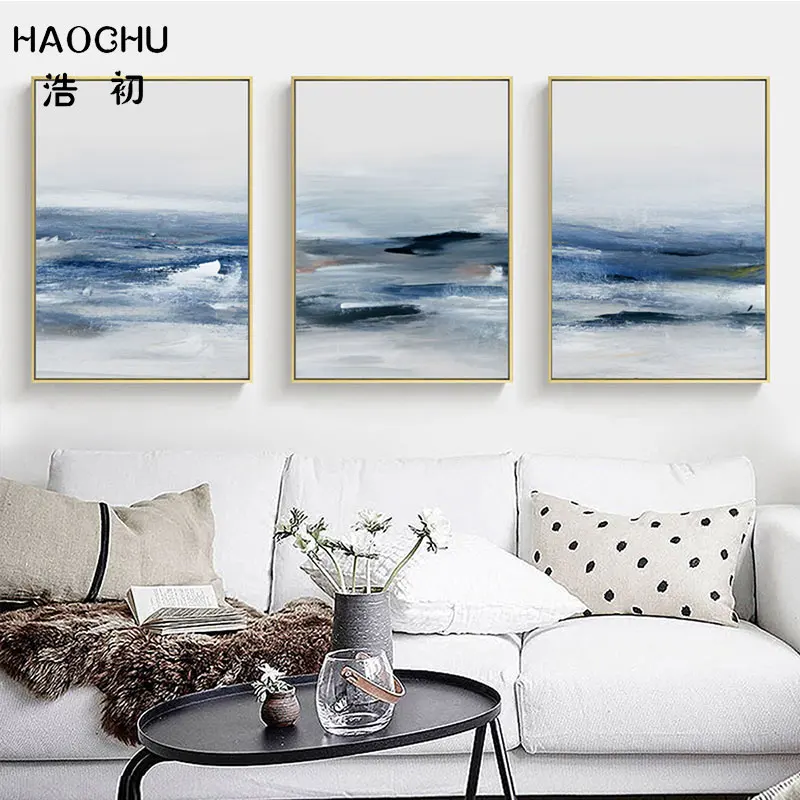 The Blue Seascape Home Canvas Decorative Paintings Undulating Seawater Like Some Massif Pictures Turbulent Waves Posters | Дом и сад