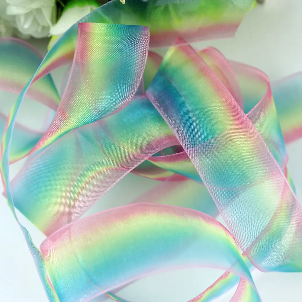 Новинка 1 5 дюйма 38 мм индивидуальная Радужная двухсторонняя градиентная лента из