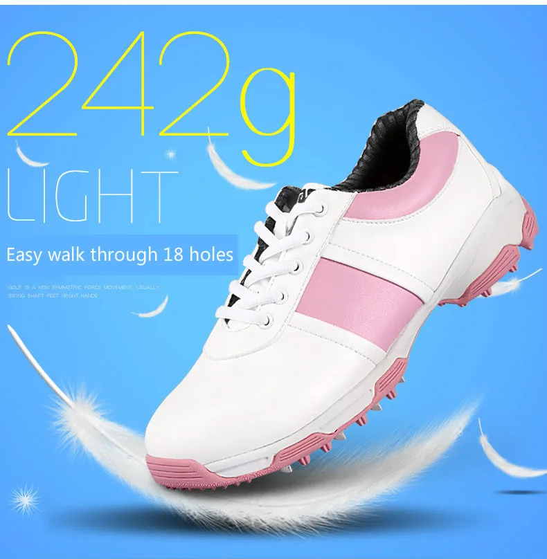 Женские гольф-ботинки из натуральной кожи без шипов 2018 PGM, ультрамягкие, сверхвоздухопроницаемые, водонепроницаемые.