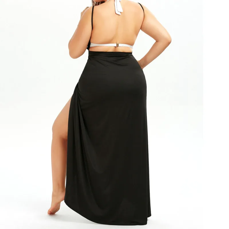 Женская одежда размера плюс Бандажное пляжное длинное платье на бретельках 2017