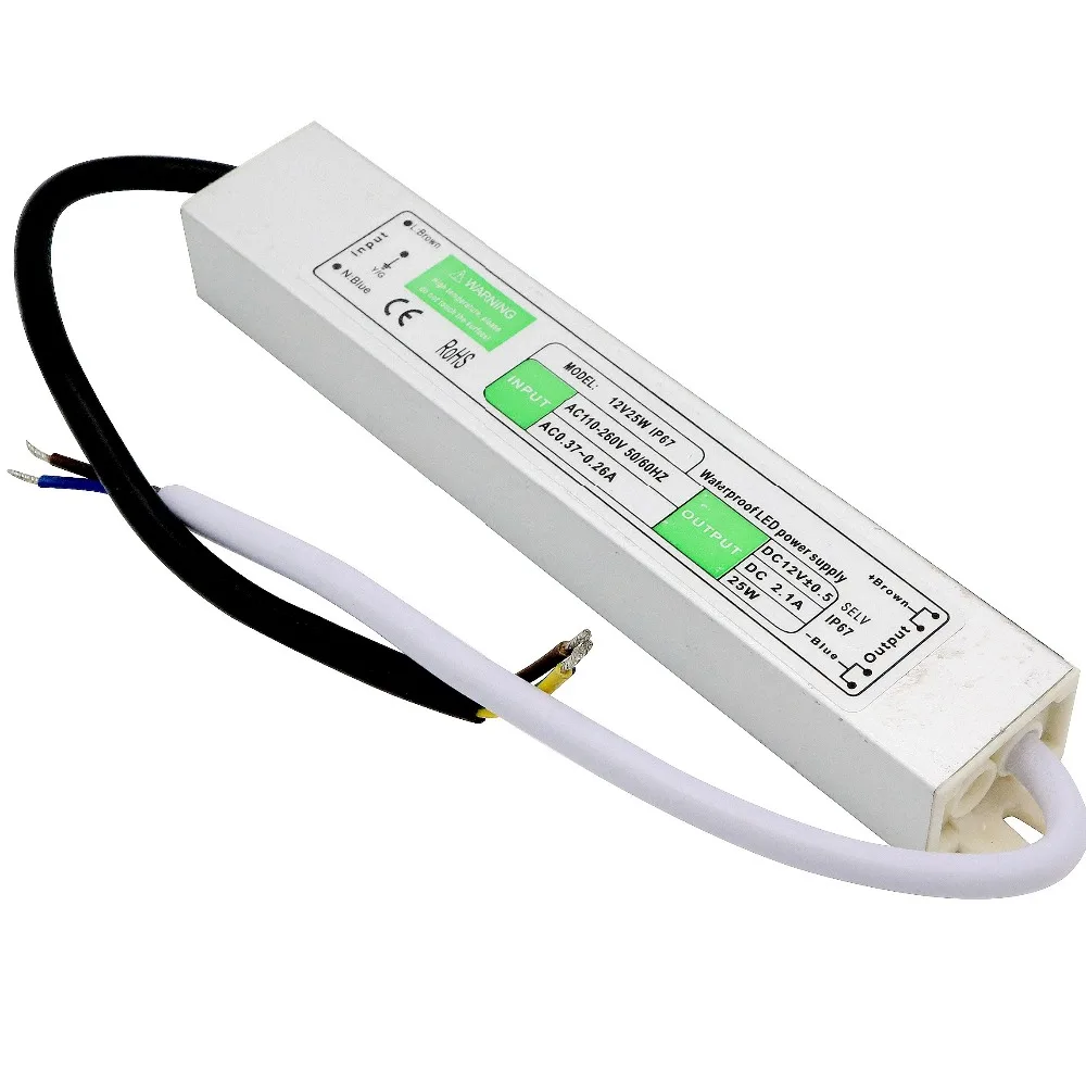 Светодиодный драйвер водонепроницаемый трансформатор IP67 AC110V 220V к DC 12V 10W 15W 20W 30W 60W