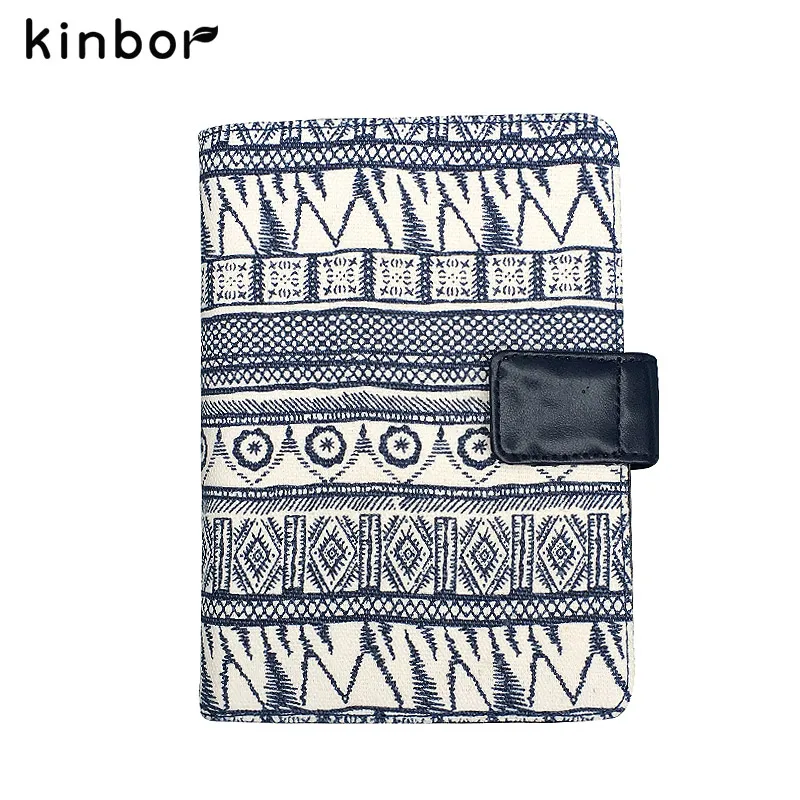 kinbor Blue Tribal Style Canvas Cover A6 Notebook 2017 Planner with Calender Daily Efficiency Book Traveler's Gift|2017 planner|a6 notebookplanner