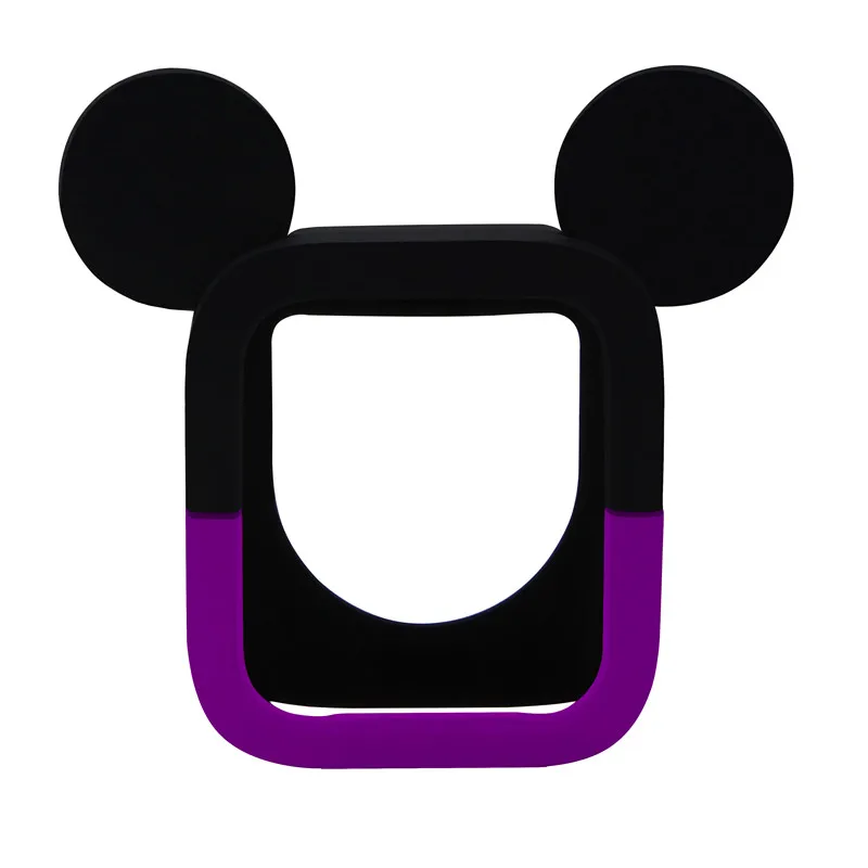 black purple Силиконовый чехол с милыми ушками Микки и Минни Маус для Apple Watch Series 4, 3, 2, 1, защитный чехол для iWatch 44 мм, 42 мм, 40 мм, 38 мм - Цвет ремешка: black purple