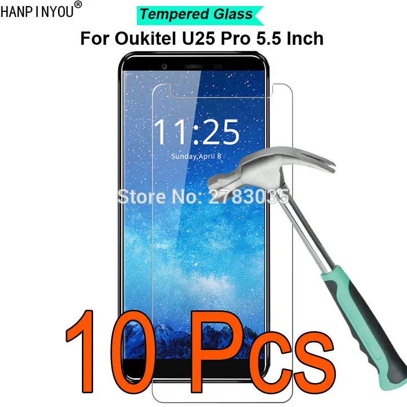 

10 шт./лот для Oukitel U25 Pro 5,5 дюйма твердость 9H 2.5D ультратонкая закаленная стеклянная пленка защита экрана