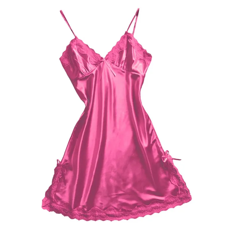 Женское атласное сексуальное кружевное нижнее белье с бантом Babydoll v образным