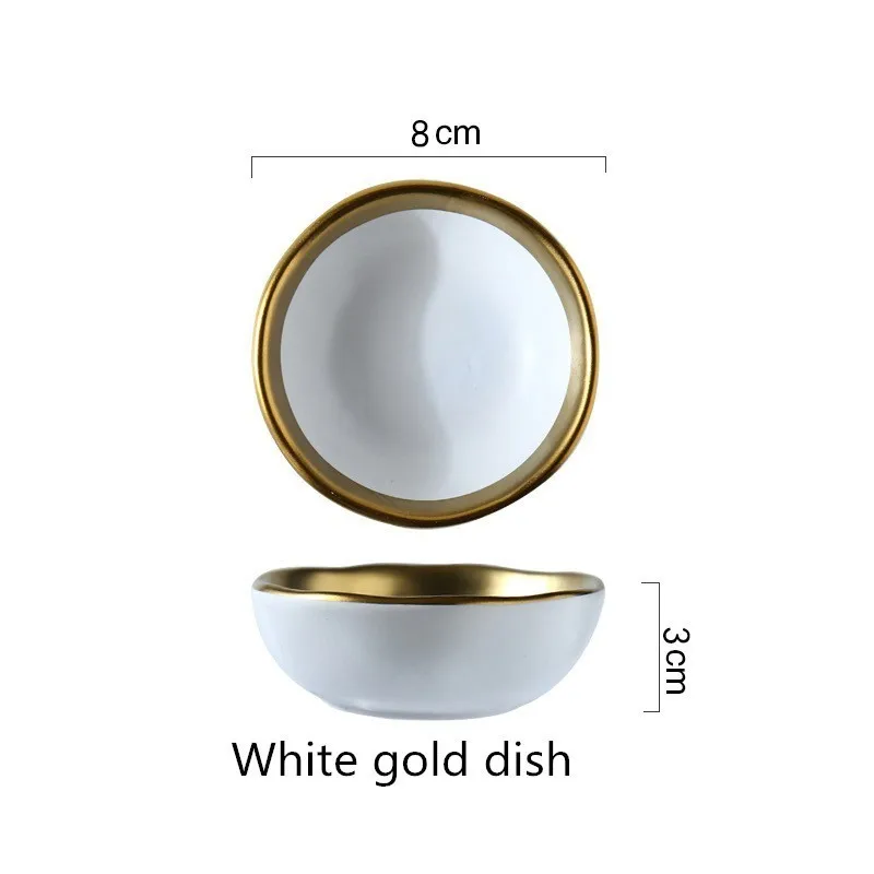 White gold dish Золотая керамическая посуда Оригинальное одноцветное цветное блюдо чаша для завтрака домашняя тарелка керамическая чаша - Цвет: White gold dish