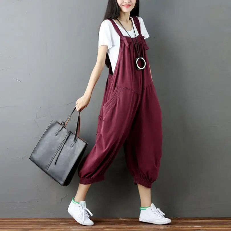 Винтажные комбинезоны женские 2018 новые модные весенние Свободные повседневные