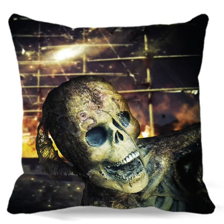 Череп обернутый вокруг паутины квадратной мягкой Наволочки хлопок полиэстер для
