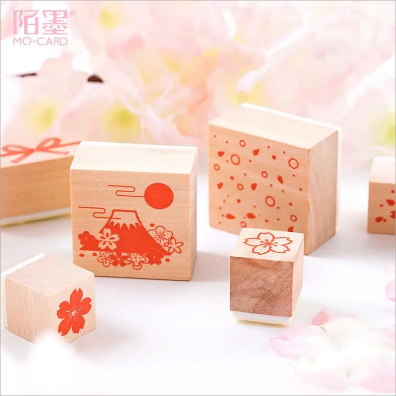 Японские декоративные штампы серии Sakura деревянные и резиновые для дневник писем